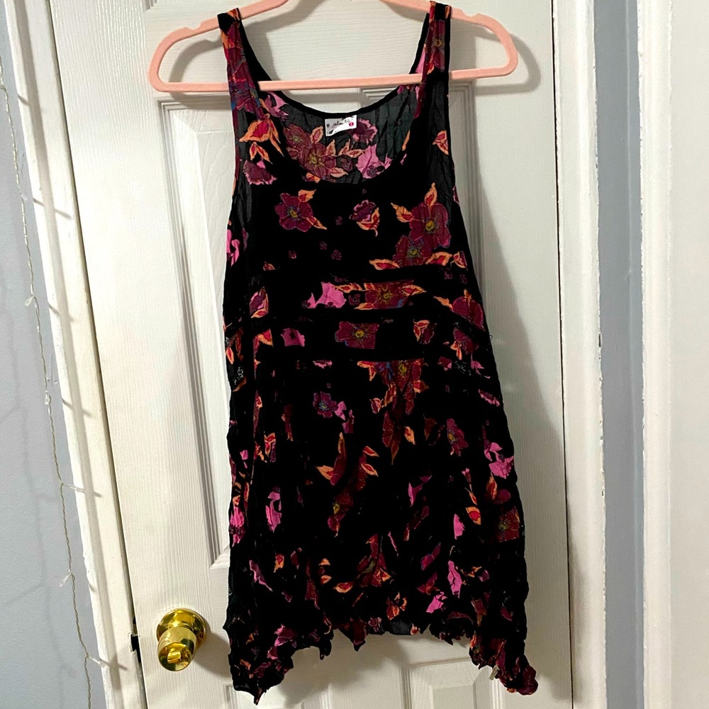 Free People Onyx Floral Trapeze Slip
